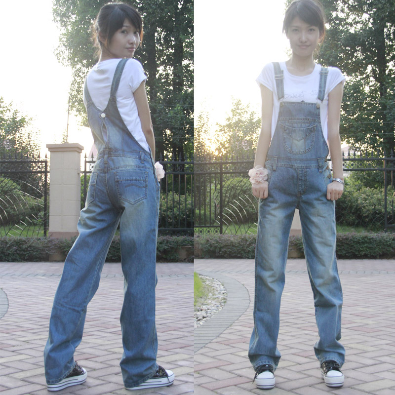 2013 New female overalls  loose casual jumpsuit denim jumpsuit spaghetti strap pants