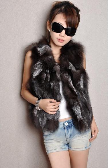 2013 New fox fur vest Free shipping Lady Fashion Genuine Fox fur vest/Waistcoat Style Newest In Stock Hot selling