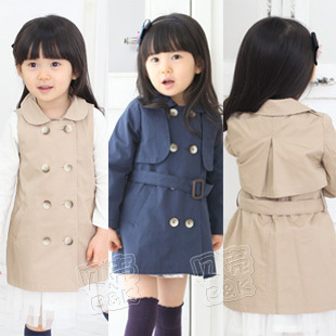 2013 NEW Free Shipping  autumn elegant Women Girls Clothing baby dual trench Outerwear /Girl's Outerwear
