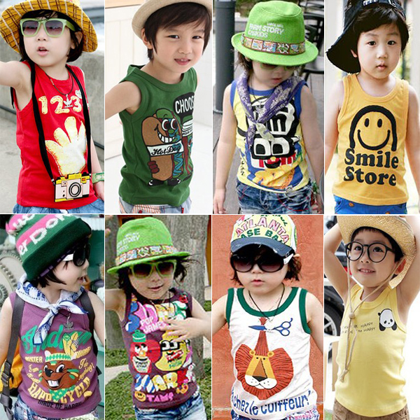 2013 new free shipping  children's clothing summer child vest male female child vest sleeveless shirt