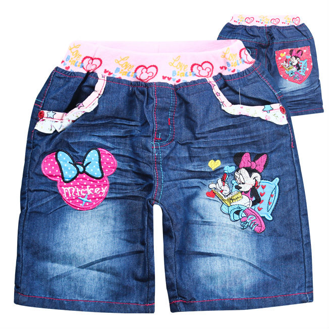 2013 NEW Free shipping Clothing trousers Minnie Mouse Cartoon female denim trousers baby jeans child legging Summer pants