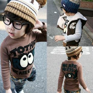 2013 New Free Shipping  Cotton Kids boys girls clothes unisex kids t shirts long sleeve Children wear Baby clothes