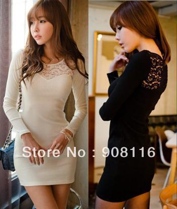 2013 New,Free shipping,Korean/Japan style women's Slim pit strip sexy lace skirt stitching mini dress,X2668