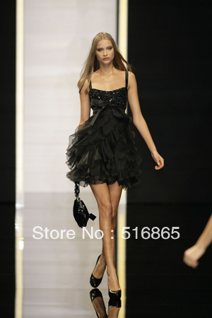 2013 New  Free shipping Sequin Spaghetti Organza   Flouncing  short  Celebrity Dresses Homecoming Dresses
