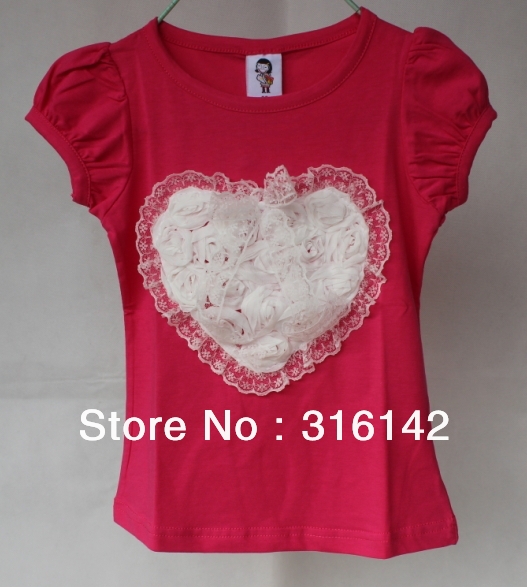 2013 new girl's B2W2 flowers t shirts,baby cute love short sleeve tops,children fashion casual T-shirt,1lot/5PCS  tsed-2230