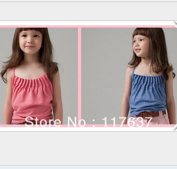 2013 New girl vest Folding children's wear halter top flower color cotton vest children vest,DEC274