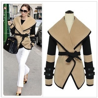 2013 New Hot Fashion Cozy Women Ladies Fashion Military Victorial Clothes Cape Jackets Outwear Big Turn Down Wool Winter Coat