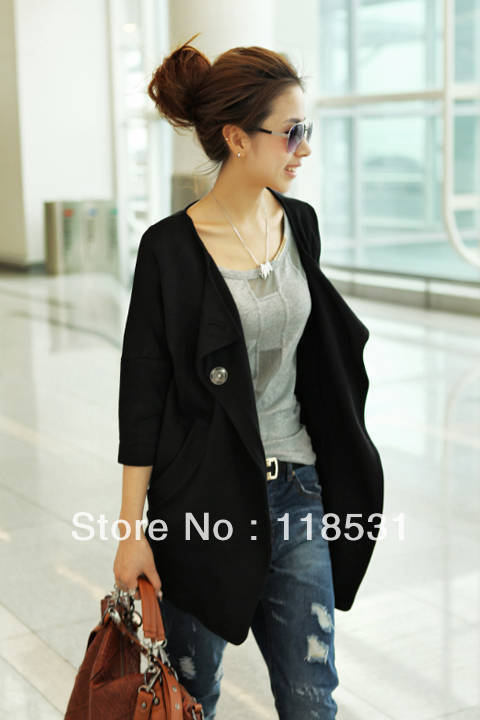 2013 new hot nine points sleeve collar cardigan in a long trench coat Special Free Shipping