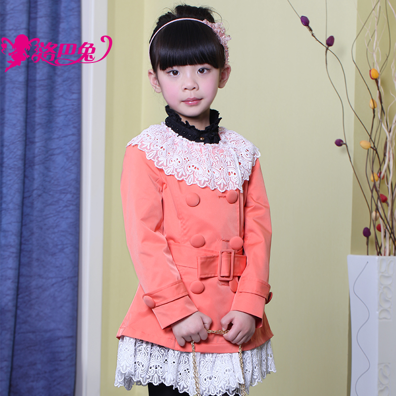 2013 new hot sale spring Rabbit female child trench  princess  laciness trench of children clothing