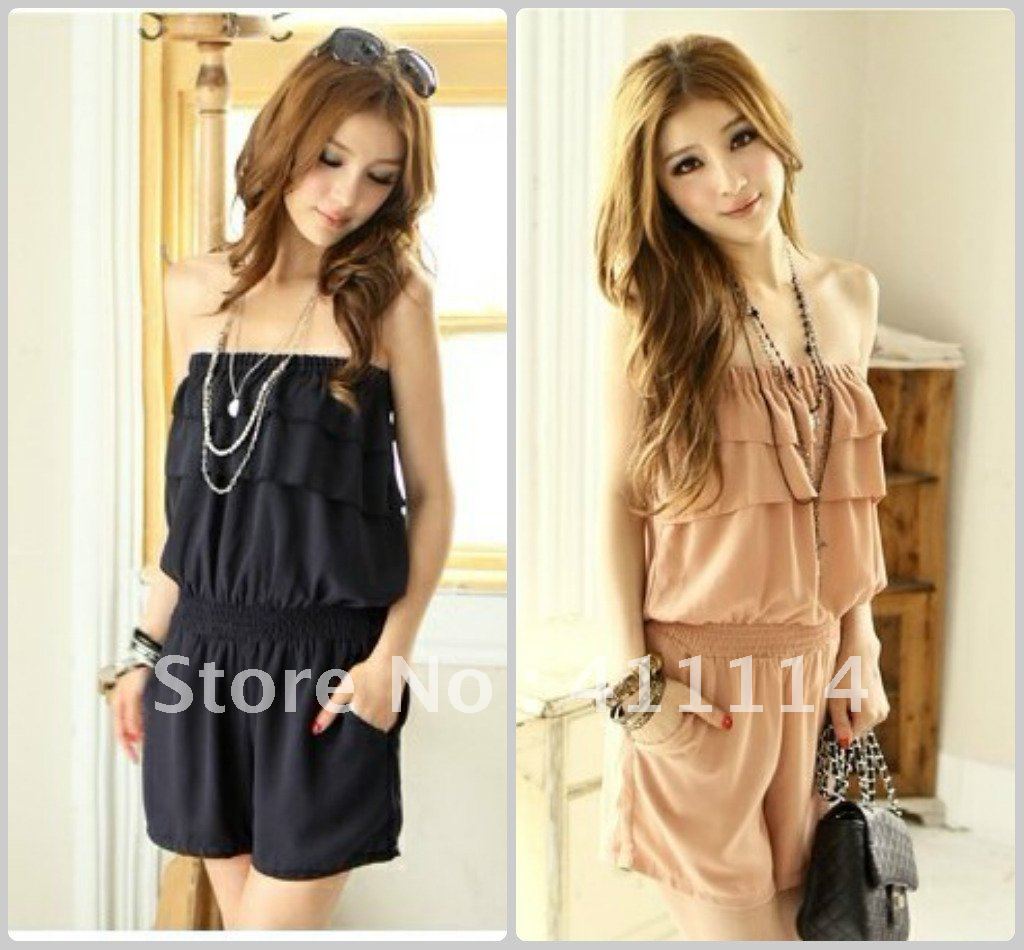2013 new hot summer Fashion Cozy women clothes Piece shorts Lotus leaf chiffon sexy jumpsuit Rompers Pants T-shirt