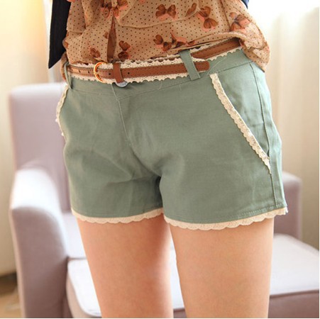 2013 New hot the wild summer new lace straight Shorts ( Belt ) Ftee shipping