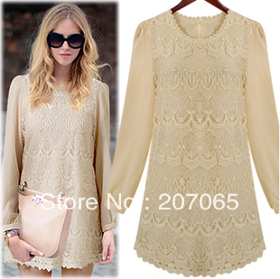 2013 new item free shipping chiffon long-sleeved mini dress ,women dress size M,L