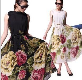 2013 New Korea Style Fashion Print Bohemian Beach Dress Summer Print Floor-Length Length Dresses A057