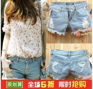 2013 new Korean cultivate one's moral character hole women straight low solid hole casual fashion summer  short pants