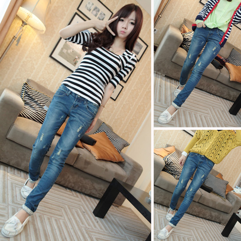 2013 new Korean Women Slim was thin feet pencil fashion casual jeans free shipping