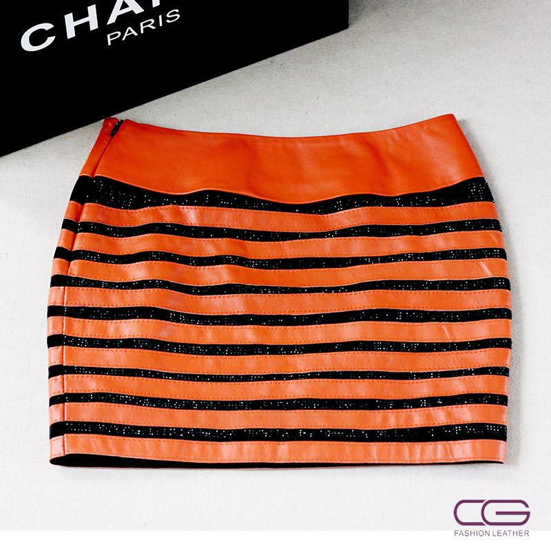2013 New Ladies' sheep leather skirt,Sexy fashion women's Genuine leather skirt bust skirt leather skirts Free shipping FC13N