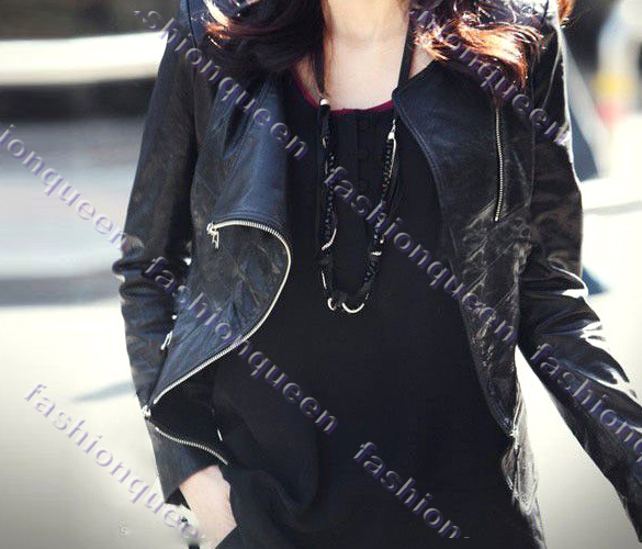 2013 New Lady's Korea Zipper Slim leather jacket women ladies coats fashion Black 5860