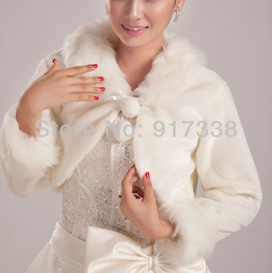 2013 new listing warm plush long sleeve shawl bride wedding accessories white shawl free shipping p69