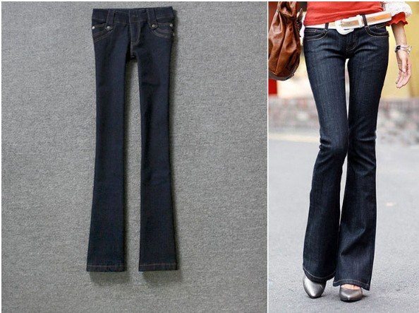 2013 New Low Waist Boot Cut Women Jeans Black/Blue Elastic Denim Pants Sheath Slim Trousers Free Shipping