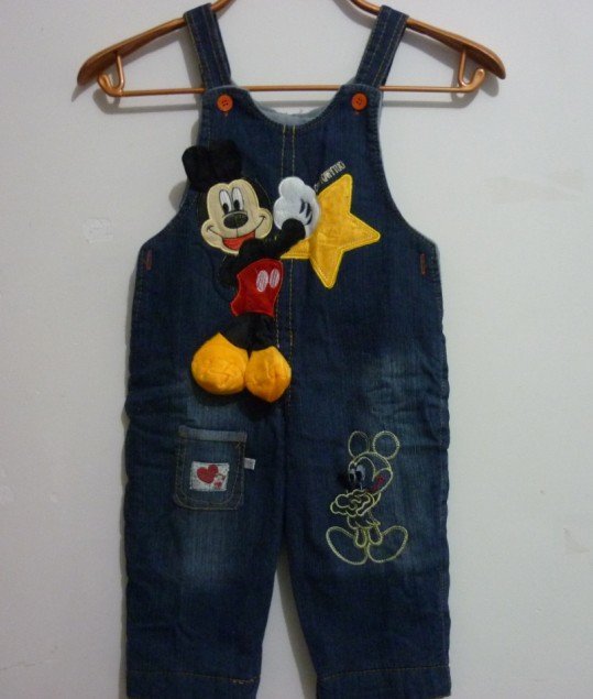 2013 New  Mickey Baby boys jeans overalls cute design infants pants cartoon pants 3pcs/lot Free shipping