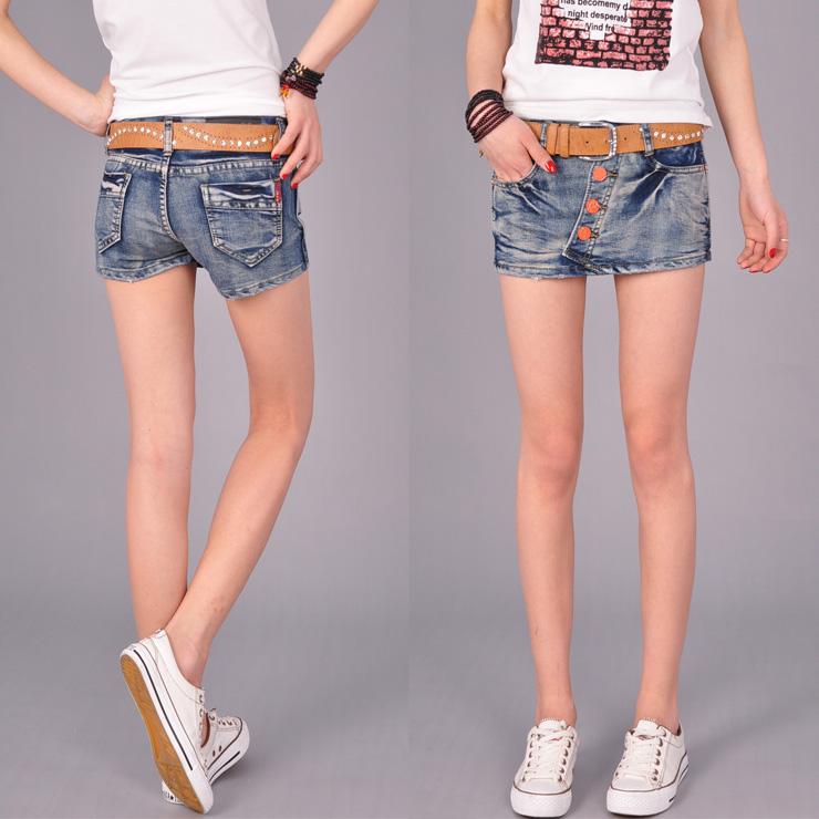 2013 new personality fashion denim shorts women summer low waist jeans culotte hot pants pants skirt worn out side