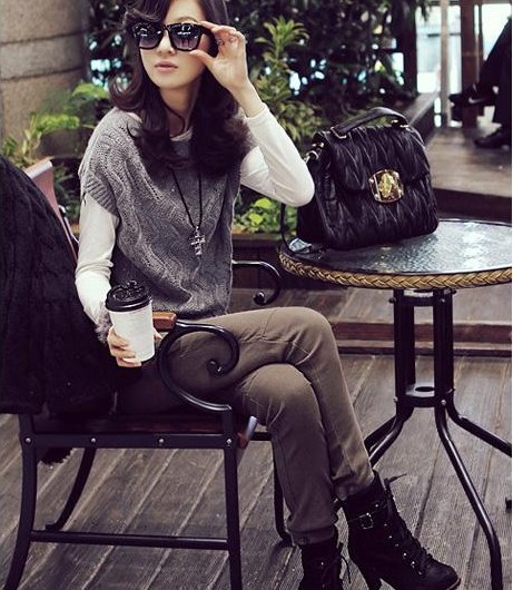 2013 NEW Popular ,Korean version of the female hollow vest sweater original singles bottom shirt sweater jacket collar loose