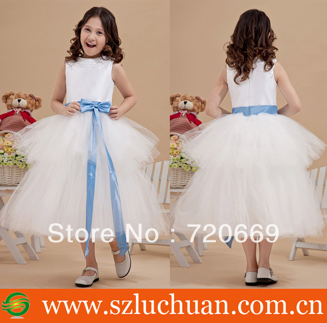 2013 New product sleeveless little princess Beading flower girl dress