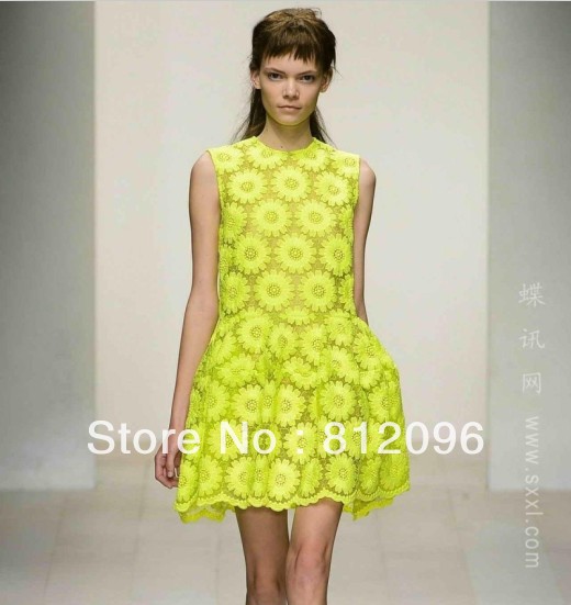 2013 new Promotions hot trendy cozy fashion women clothes casual sexy dress Embroidery organza of sunflowers lace dress