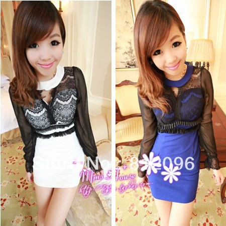 2013 new Promotions hot trendy cozy fashion women clothes casual sexy dress Fashion sexy lace stitching Slim Dress