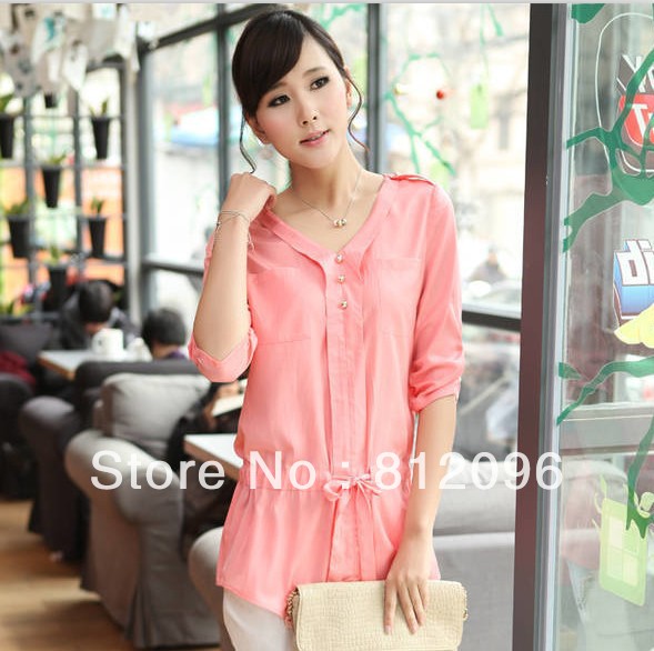 2013 new Promotions hot trendy cozy women blouse shirts jacket T-shirt Fashion Chiffon Waist thin belts
