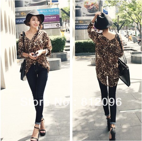 2013 new Promotions hot trendy cozy women blouse shirts jacket T-shirt Fashion Leopard relaxed casual chiffon