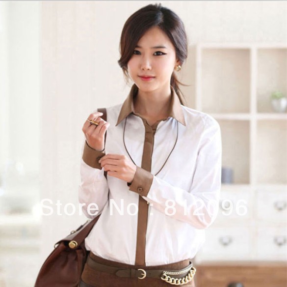 2013 new Promotions hot trendy cozy women blouse shirts jacket T-shirt Fashion OL temperament spell color long-sleeved wear