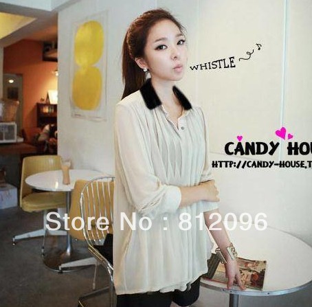 2013 new Promotions hot trendy cozy women blouse shirts jacket T-shirt Fashion Slim Pleated solid color collar chiffon