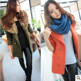 2013 new repair fox fur collar double-breasted wool woolen coat woolen coat jacket Nepal 8928A03