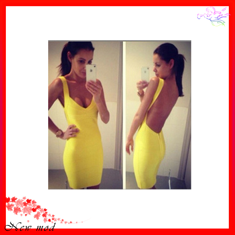 2013 new Sexy  Celebrity dress Cocktail Party Evening Dresses yellow