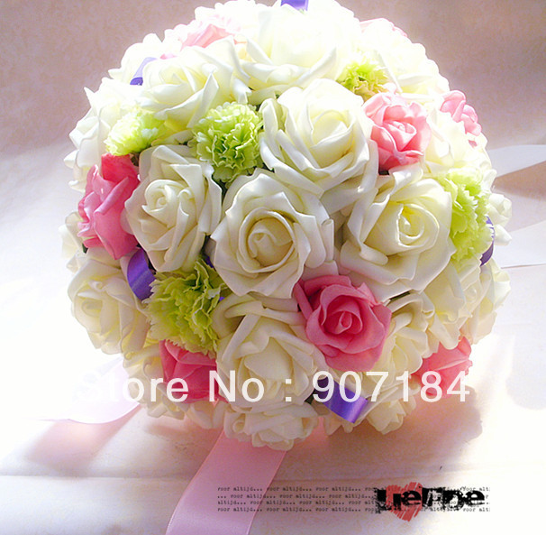 2013 New Simulation Flower Camellia Romantic,Pink Bridal Bouquet.Free Shipping