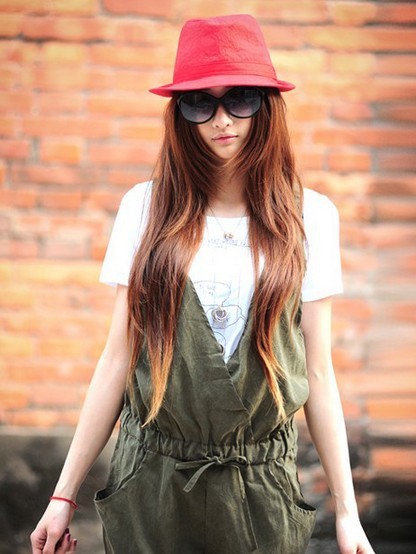 2013 New sleeveless elastic waist and back center overalls Siamese pants
