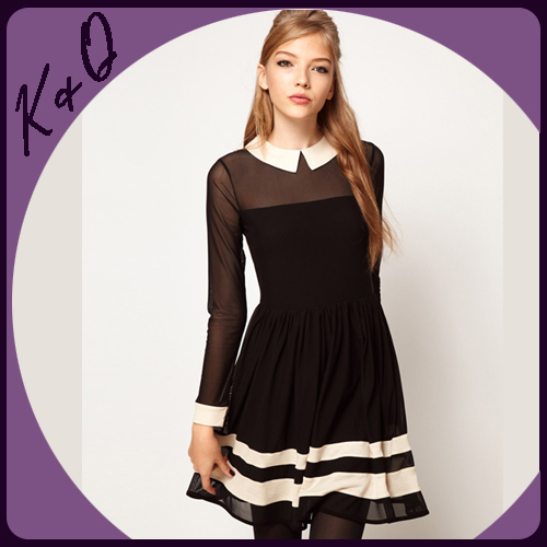 2013 new spring ASOS elgant chiffon dress long sleeved with beautiful design and good quality size of S, M, L