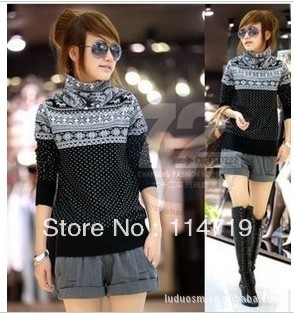 2013 NEW Spring Autumn Winter Hot-selling Fashion Korean Style Women Clothing all-match dot turtleneck basic sweater knitwear