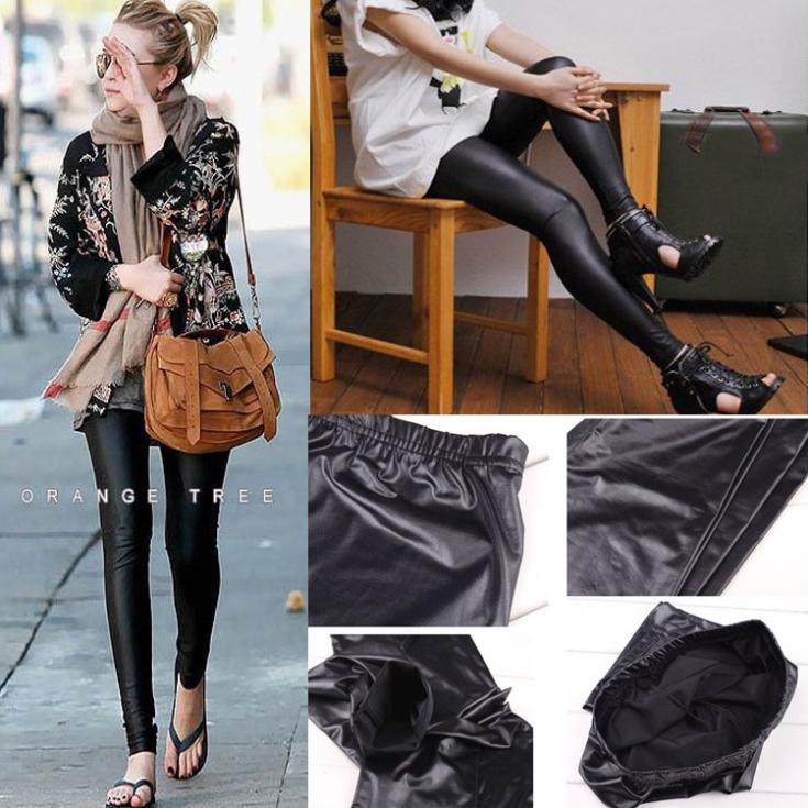 2013 new Spring Black Leather Stretch Pants Sexy Leggings Tights For Women