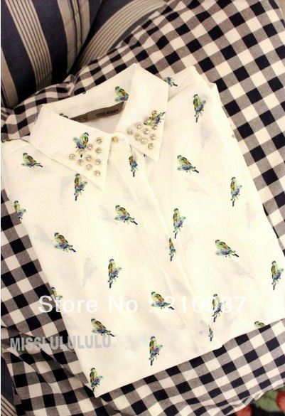 2013 new spring commuter OL retro the exquisite simplicity payments silky skin-friendly small drill collar shirt shirt female