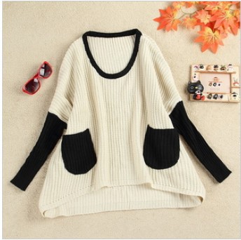 2013 new spring Korean loose long-sleeved Pullover tilted pocket fashion large wholesale bat sweater A2062 free shipping