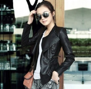 2013 new spring Ladies small jacket Korean version Washed leather double collar short paragraph Slim female leather