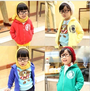 2013 new spring solid color baby girls and boys fleece long sleeve zipper cardigan jacket
