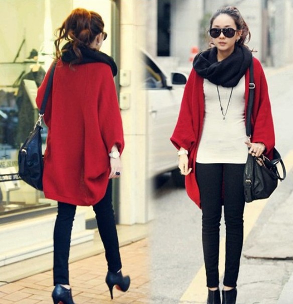 2013 New spring Stylish women's cardigans ladies' irregular knitwear fashion batwing sleeve plus size 204275 Free Shipping