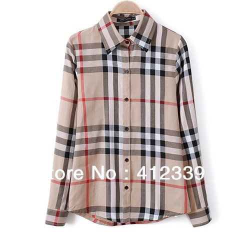 2013 New  spring  Vintage London Plaid shirt