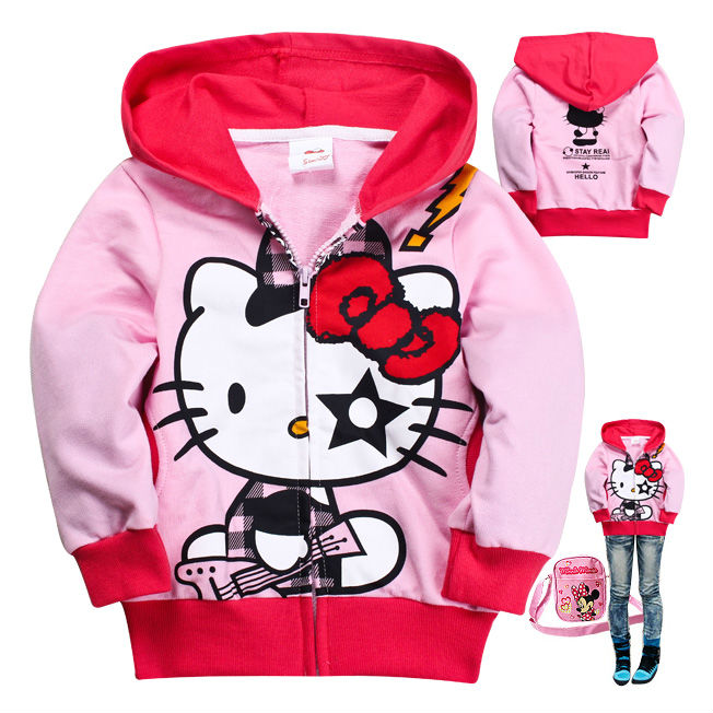 2013 NEW Spring wholesale 6PCS/lot Children's cartoon jacket Hello Kitty Hoodies coat,Kids girls outerwear clothes free shipping
