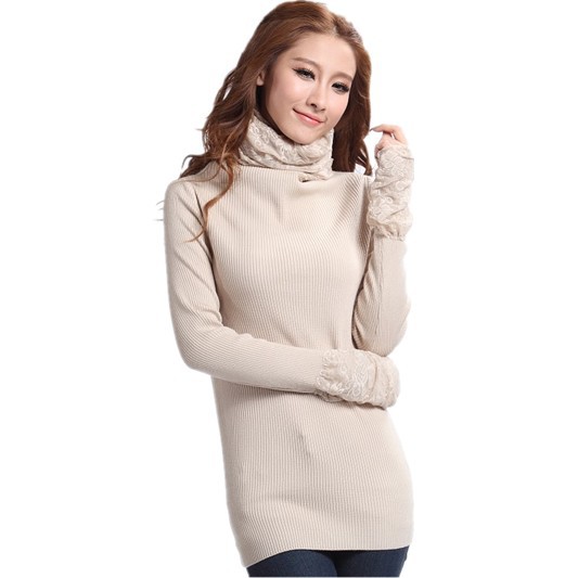 2013 new spring womens lace sweaters/turtleneck slim basic pullover shirt/Many colors/Free Shipping,C178