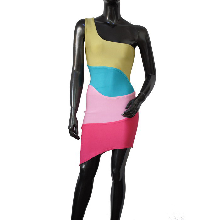 2013 New Style Elastic Knitted Bandage Dress J135 One Shoulder  Evening Dress