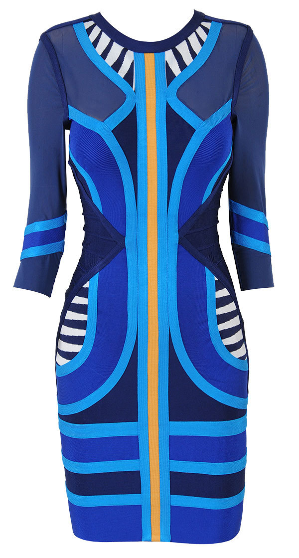2013 New Style Elastic Knitted Bandage Dress J138 Blue Evening Dress